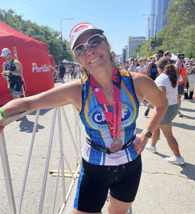 Mrs. Bielski after completing her 67th Triathlon